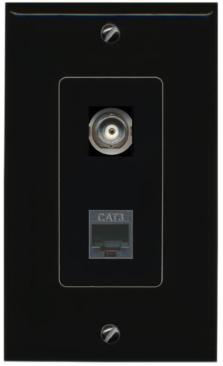 RiteAV BNC Phone Wall Plate Decorative [Black]