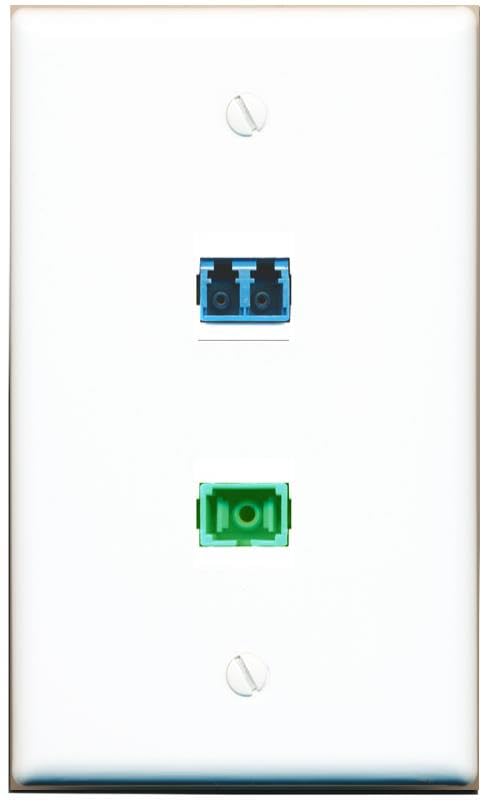 RiteAV 1 Port LC SM DX SC/APC Singlemode Simplex Flat Wall Plate White