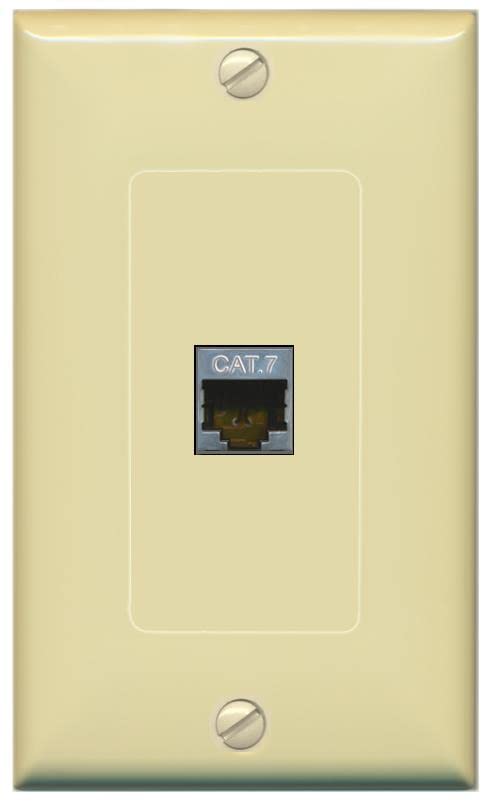 RiteAV 1 Port Cat7 Shielded Ethernet Wall Plate - 1 Gang [Ivory/Ivory]