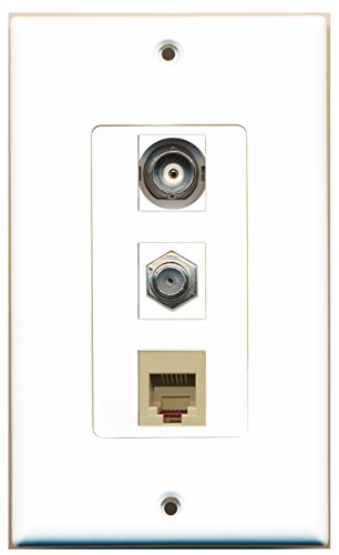 RiteAV 1 Port Coax Cable TV- F-Type 1 Port Phone RJ11 RJ12 Beige 1 Port BNC Wall Plate OVERSIZED