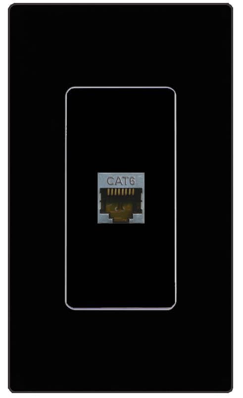 RiteAV CAT6-SHIELDED Wall Plate Screwless Frame [Black]