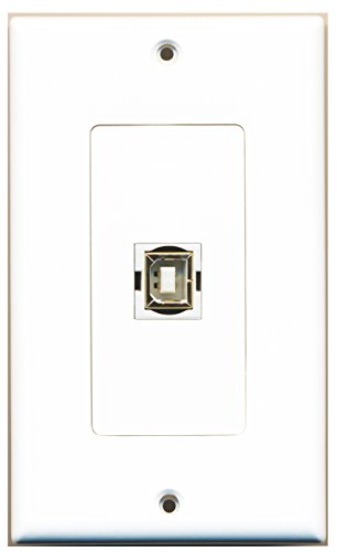 RiteAV - 1 Port USB 2.0 Female B/B Decorative 1 Gang White Wall Plate