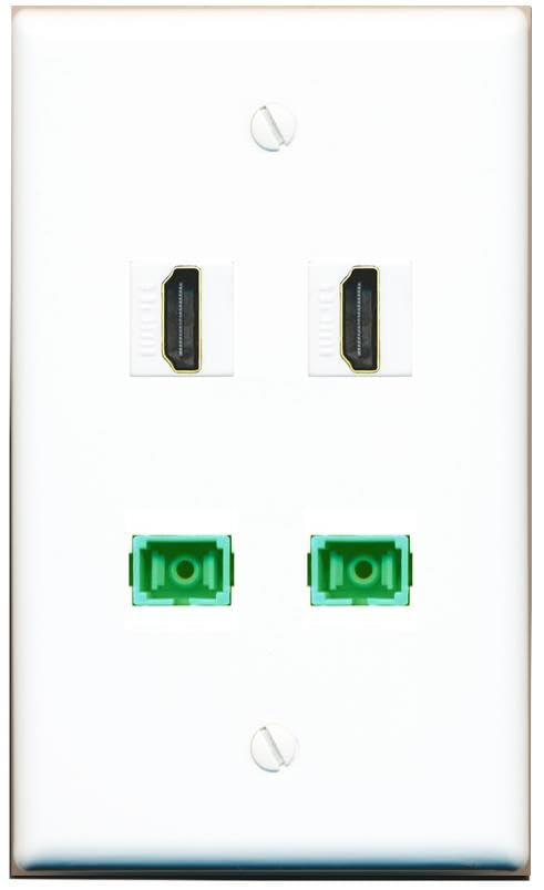 RiteAV - 2 HDMI 2 SC-APC Singlemode Simplex Wall Plate Flat White