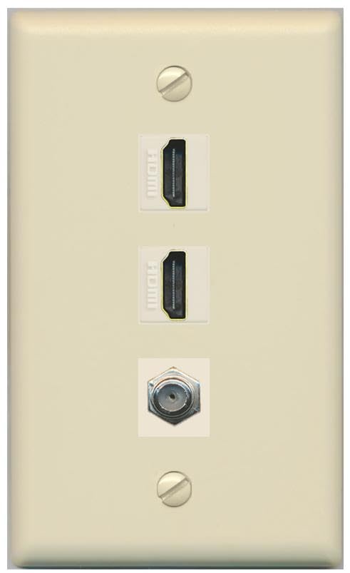 COAX 2 HDMI Wall Plate-Flat Ivory/Ivory