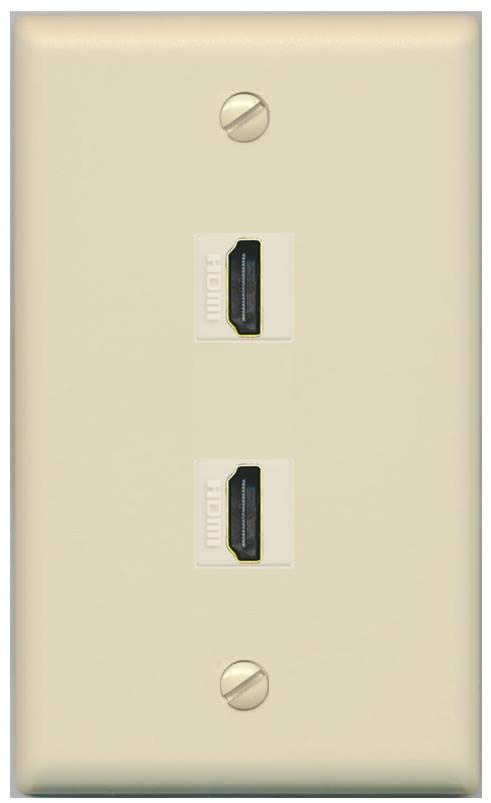 RiteAV HDMI Wall Plate 2 Port - Flat [Ivory/Ivory]