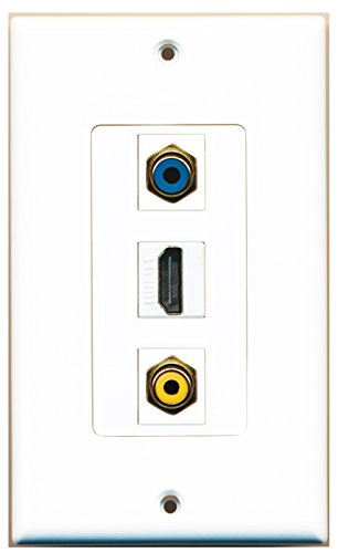 RiteAV 1 Port HDMI 1 RCA Yellow 1 RCA Blue Wall Plate OVERSIZED