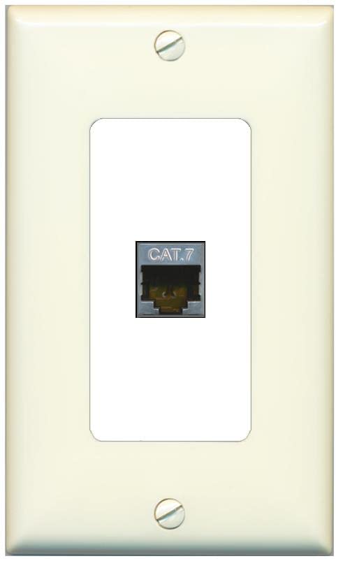 RiteAV 1 Port Cat7 Shielded Ethernet Wall Plate - 1 Gang [Light-Almond/White]