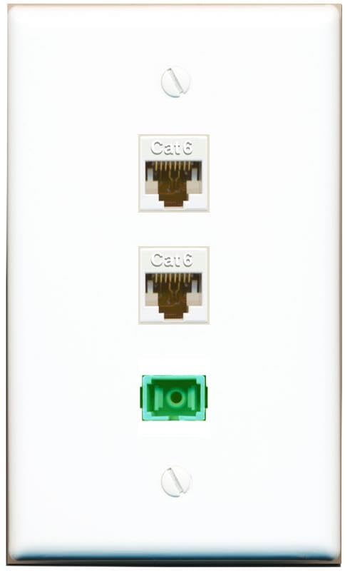 RiteAV - 2 CAT6 SC-APC Singlemode Simplex Wall Plate Flat White