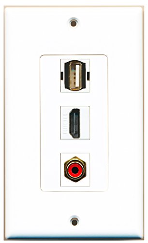 RiteAV 1 Port HDMI 1 RCA Red 1 USB A-A Wall Plate OVERSIZED