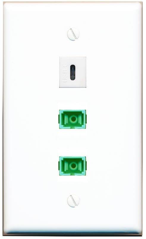 RiteAV - 2 SC-APC Singlemode Simplex USBC Wall Plate Flat White