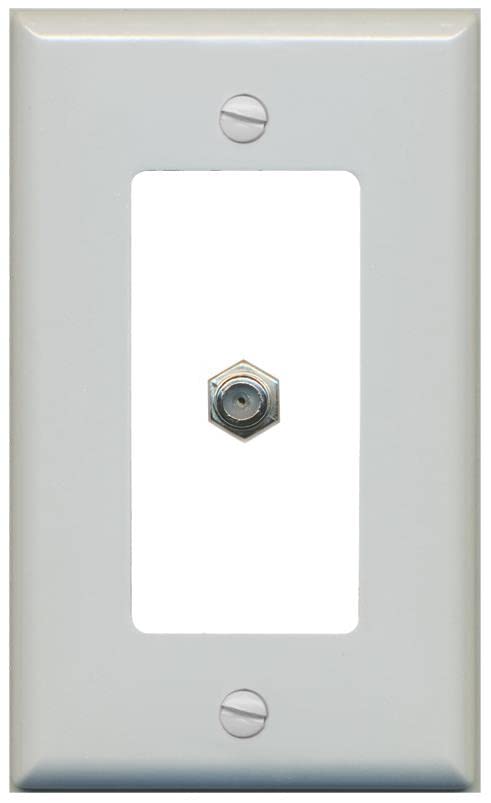 RiteAV 1 Port Coax Cable TV F-Type Wall Plate - 1 Gang [Gray/White]