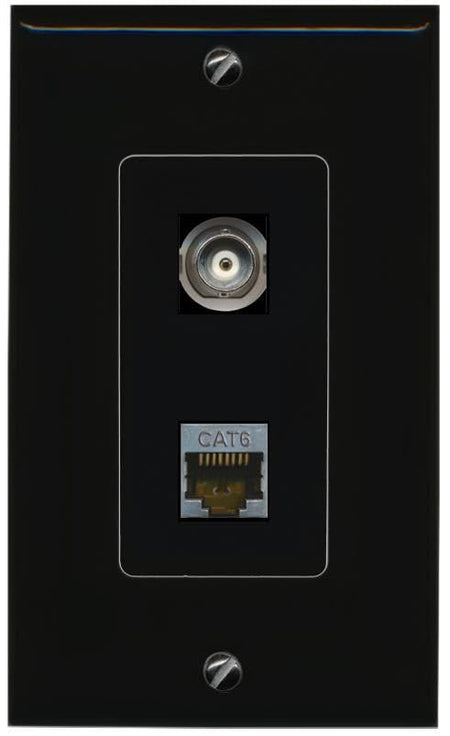 RiteAV BNC CAT6-SHIELDED Wall Plate Decorative [Black]