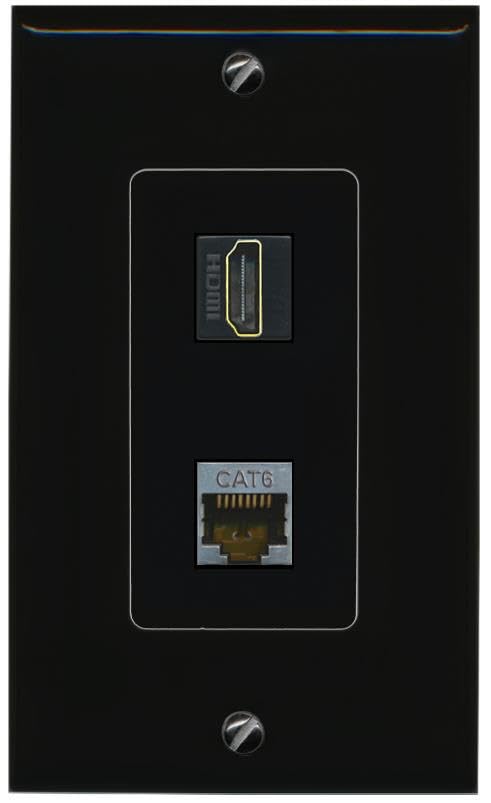 RiteAV CAT6-SHIELDED HDMI Wall Plate Decorative [Black]