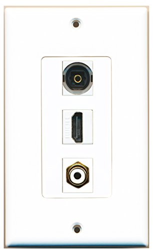 RiteAV 1 Port HDMI 1 RCA White 1 Toslink Wall Plate OVERSIZED