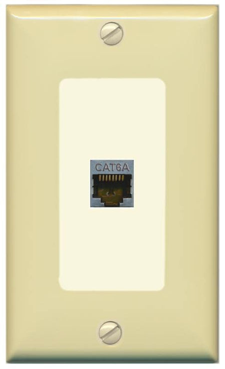 RiteAV 1 Port Cat6A Wall Plate - 1 Gang [Ivory/Light-Almond]