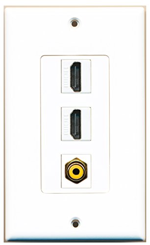 RiteAV 2 Port HDMI 1 Port RCA Yellow Wall Plate OVERSIZED