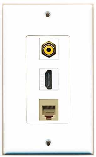 RiteAV 1 Port HDMI 1 Port RCA Yellow 1 Port Phone RJ11 RJ12 Beige Wall Plate OVERSIZED