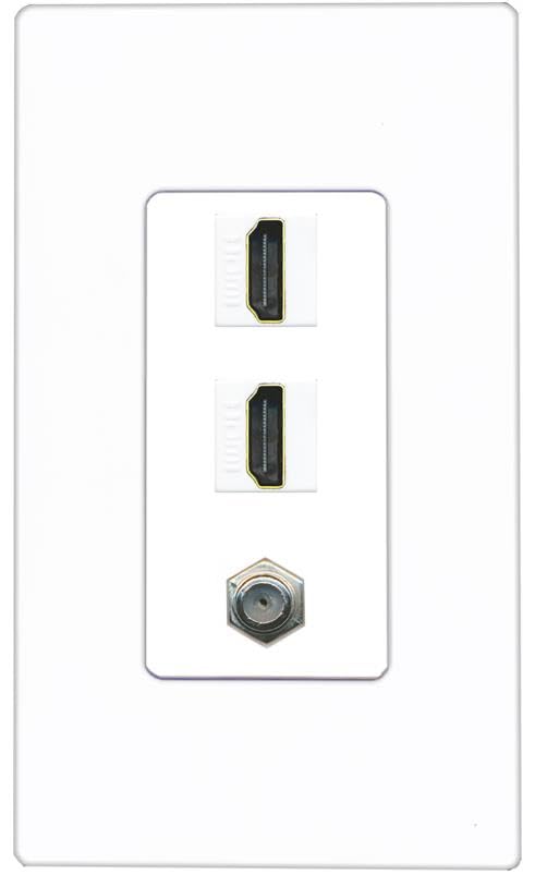 COAX 2 HDMI Wall Plate-1 Gang Screwless White