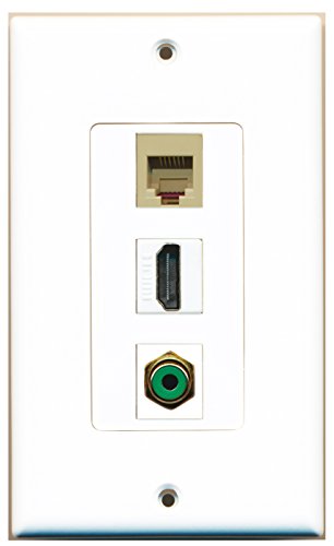RiteAV 1 Port HDMI 1 RCA Green 1 Phone RJ11 RJ12 Beige Wall Plate OVERSIZED