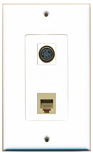 RiteAV 1 Port Phone RJ11 RJ12 Beige 1 Port S-Video Type Wall Plate OVERSIZED