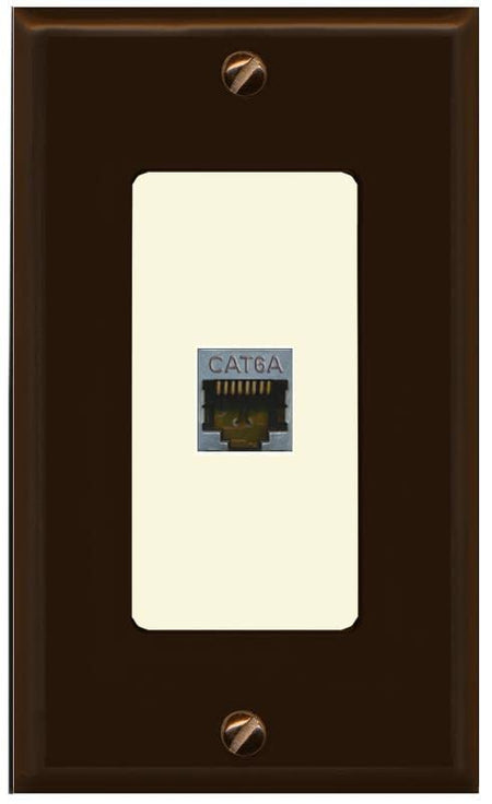 RiteAV 1 Port Cat6A Wall Plate - 1 Gang [Brown/Light-Almond]