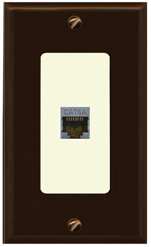 RiteAV 1 Port Cat6A Wall Plate - 1 Gang [Brown/Light-Almond]