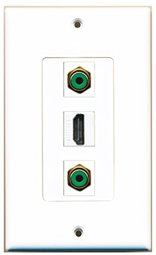 RiteAV 1 Port HDMI 2 Port RCA Green Wall Plate OVERSIZED