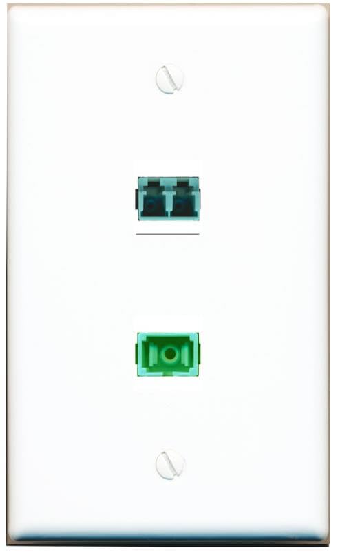 RiteAV 1 Port LC 10GB DX SC/APC Singlemode Simplex Flat Wall Plate White