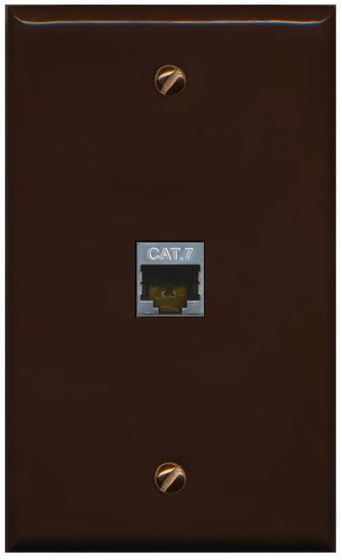 RiteAV 1 Port Cat7 Shielded Ethernet Wall Plate - Flat [Brown/Brown]