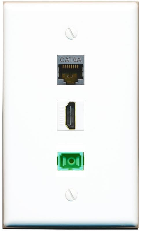 RiteAV - CAT6A HDMI SC-APC Singlemode Simplex Wall Plate Flat White