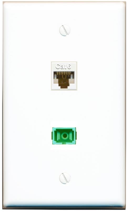 RiteAV 1 Port CAT6 WHITE SC/APC Singlemode Simplex Flat Wall Plate White