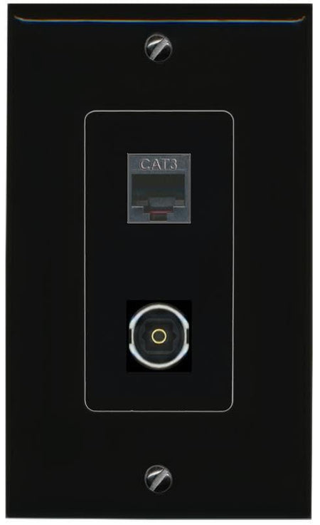 RiteAV Phone TOSLINK Wall Plate Decorative [Black]