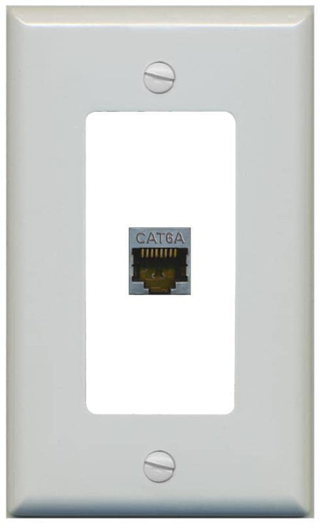 RiteAV 1 Port Cat6A Wall Plate - 1 Gang [Gray/White]
