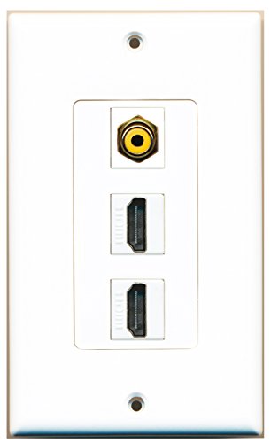 RiteAV 1 RCA Yellow Port and 2 HDMI Female Wall Plate OVERSIZED