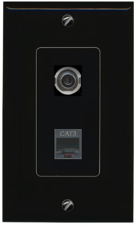 RiteAV 3.5mm Phone Wall Plate Decorative [Black]