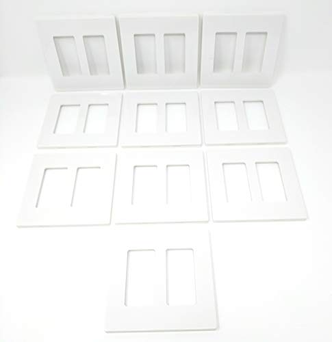RiteAV - 2 Gang White Screwless Decorative Style Wallplate (10 Pack)