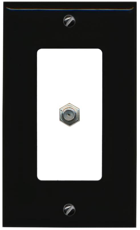 RiteAV 1 Port Coax Cable TV F-Type Wall Plate - 1 Gang [Black/White]