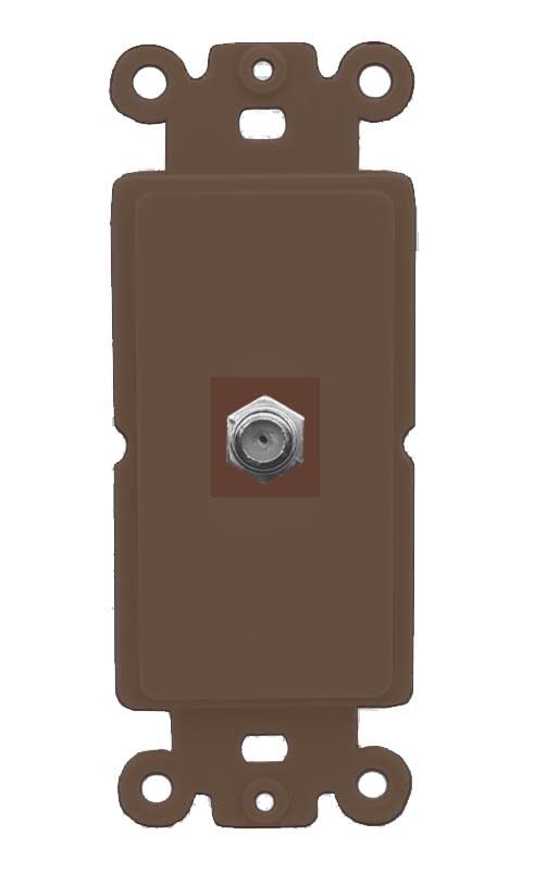RiteAV 1 Port Coax Cable TV F-Type Wall Plate - Rocker [Brown/Brown]