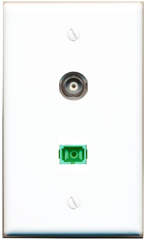 RiteAV 1 Port BNC SC/APC Singlemode Simplex Flat Wall Plate White
