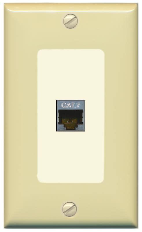 RiteAV 1 Port Cat7 Shielded Ethernet Wall Plate - 1 Gang [Ivory/Light-Almond]