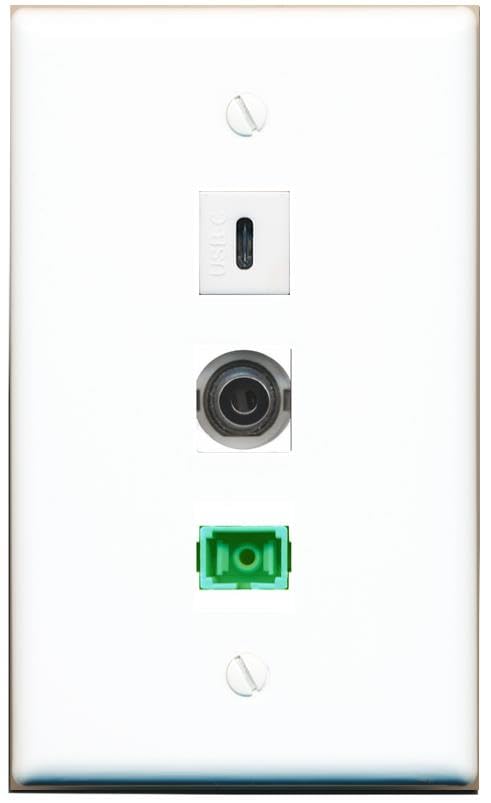 RiteAV - 3-5MM SC-APC Singlemode Simplex USBC Wall Plate Flat White