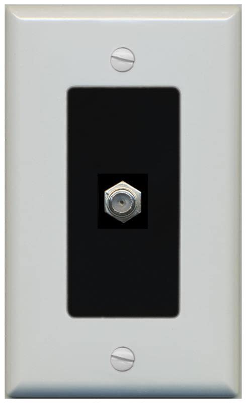 RiteAV 1 Port Coax Cable TV F-Type Wall Plate - 1 Gang [Gray/Black]