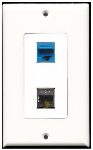 RiteAV 1 Port Shielded Cat6 1 Port Cat5e Blue Type Wall Plate OVERSIZED