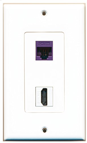 RiteAV 1 Cat5e Purple Ethernet Port and 1 HDMI Female Wall Plate OVERSIZED
