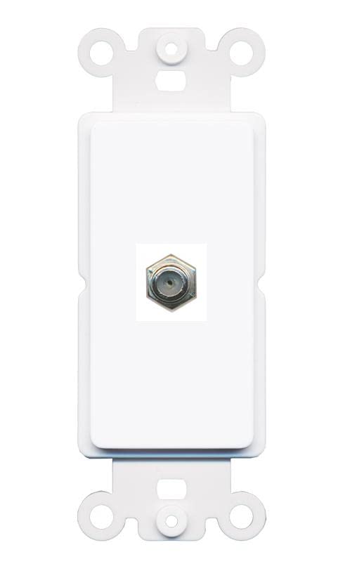 RiteAV 1 Port Coax Cable TV F-Type Wall Plate - Rocker [White/White]