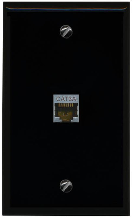 RiteAV 1 Port Cat6A Wall Plate - Flat [Black/Black]