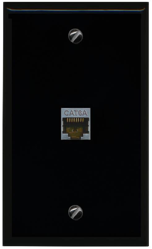 RiteAV 1 Port Cat6A Wall Plate - Flat [Black/Black]