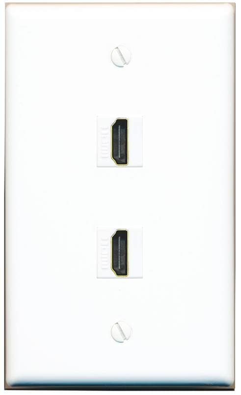RiteAV HDMI Wall Plate 2 Port - Flat [White/White]