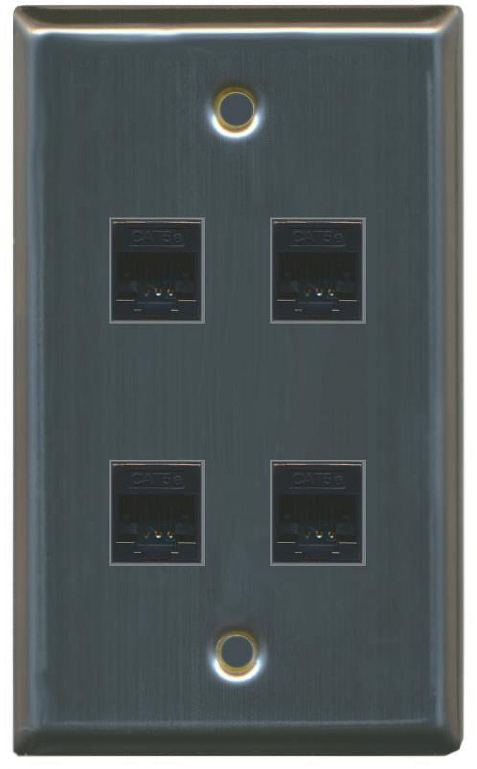 RiteAV 1 Gang 4 Port Cat5e Wall Plate - Stainless