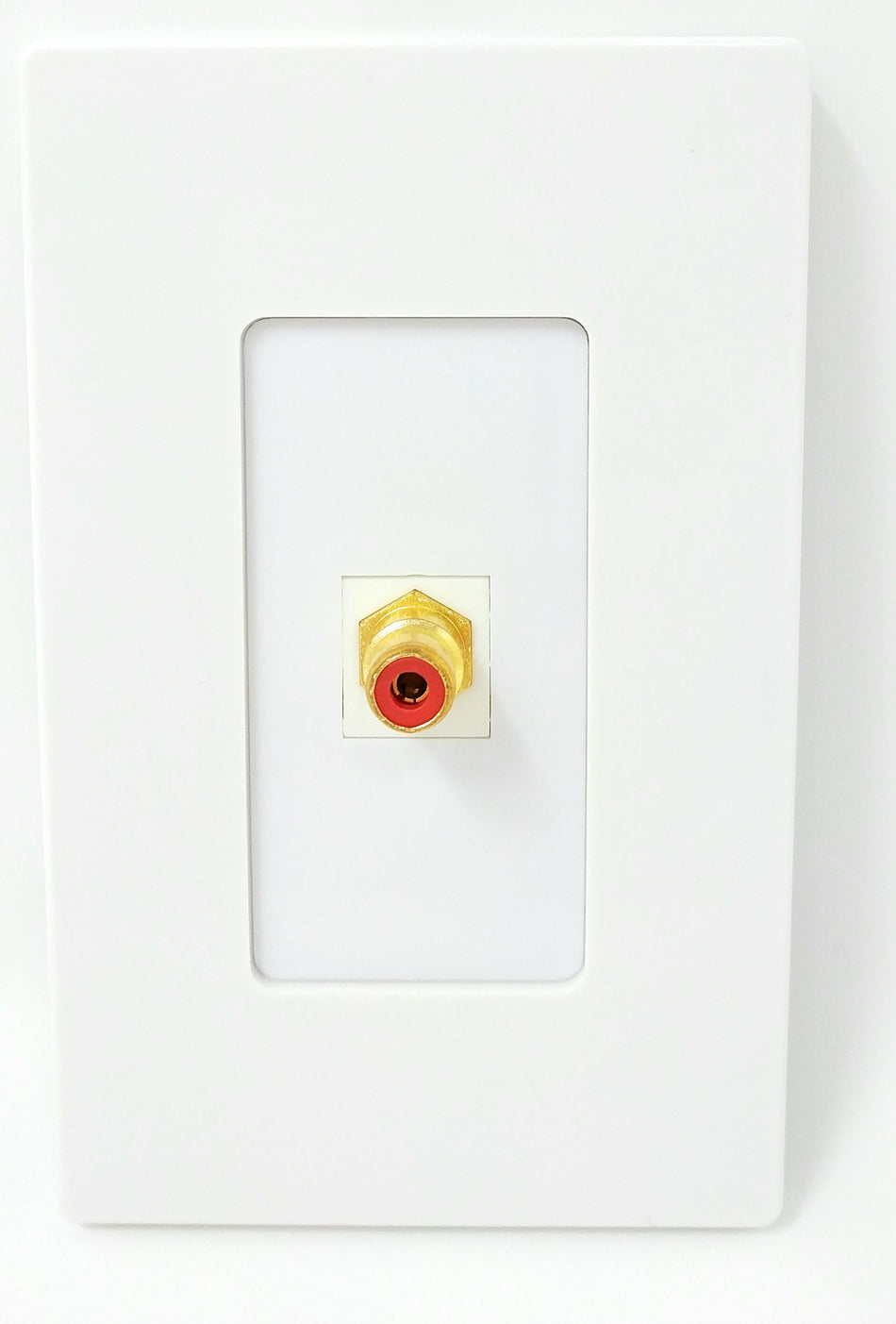 RiteAV - 1 RCA Red for Subwoofer Audio Port Wall Plate Screwless Decorative - White